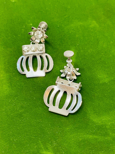 Silver and Rhinestone Bracelet and Earrings set Devil's Details